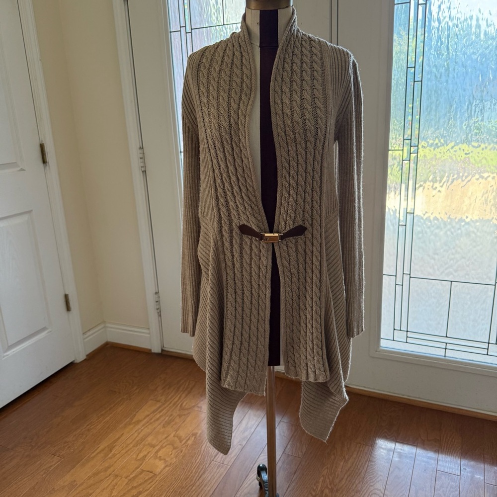 One A Tan Cable Knit Cardigan